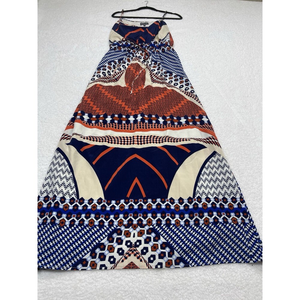 Luxology Maxi Dress Women Blue Side Split Vacay Boho Large